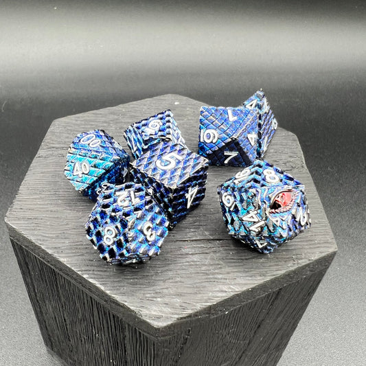 Blue Glitter Dragon Scale Dice