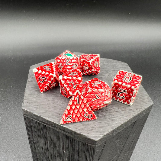 Red and Silver Dragon Scale Dice