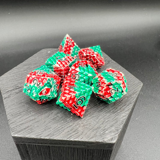 Red and Green Dragon Scale Dice