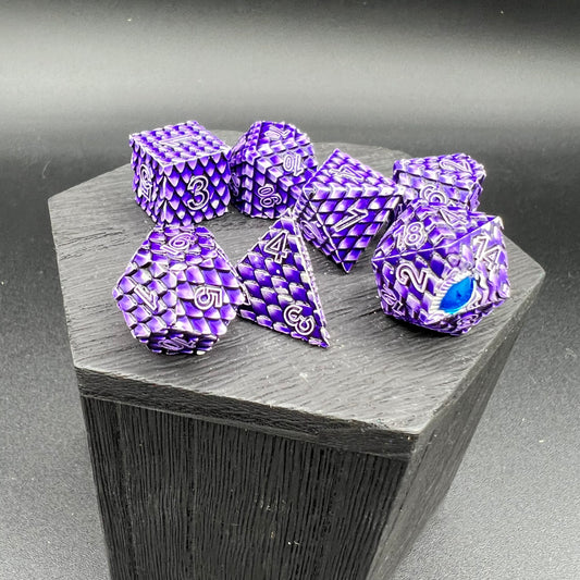 Purple and Silver Dragon Scale Dice