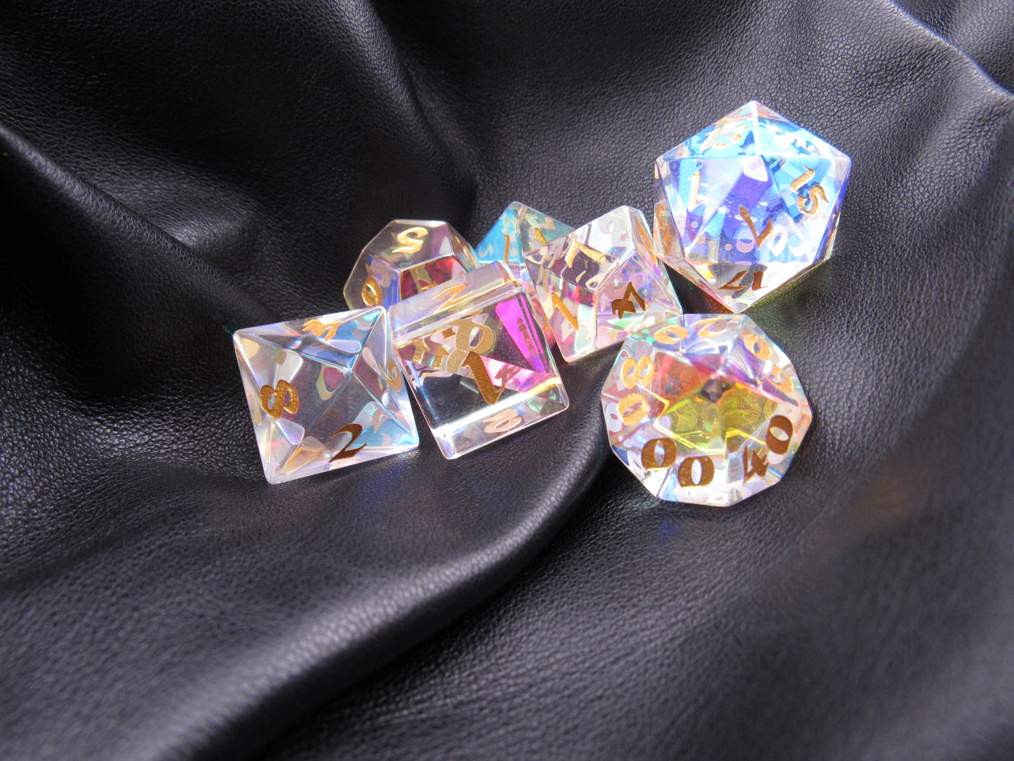 Prismatic Zircon Glass Dice Set