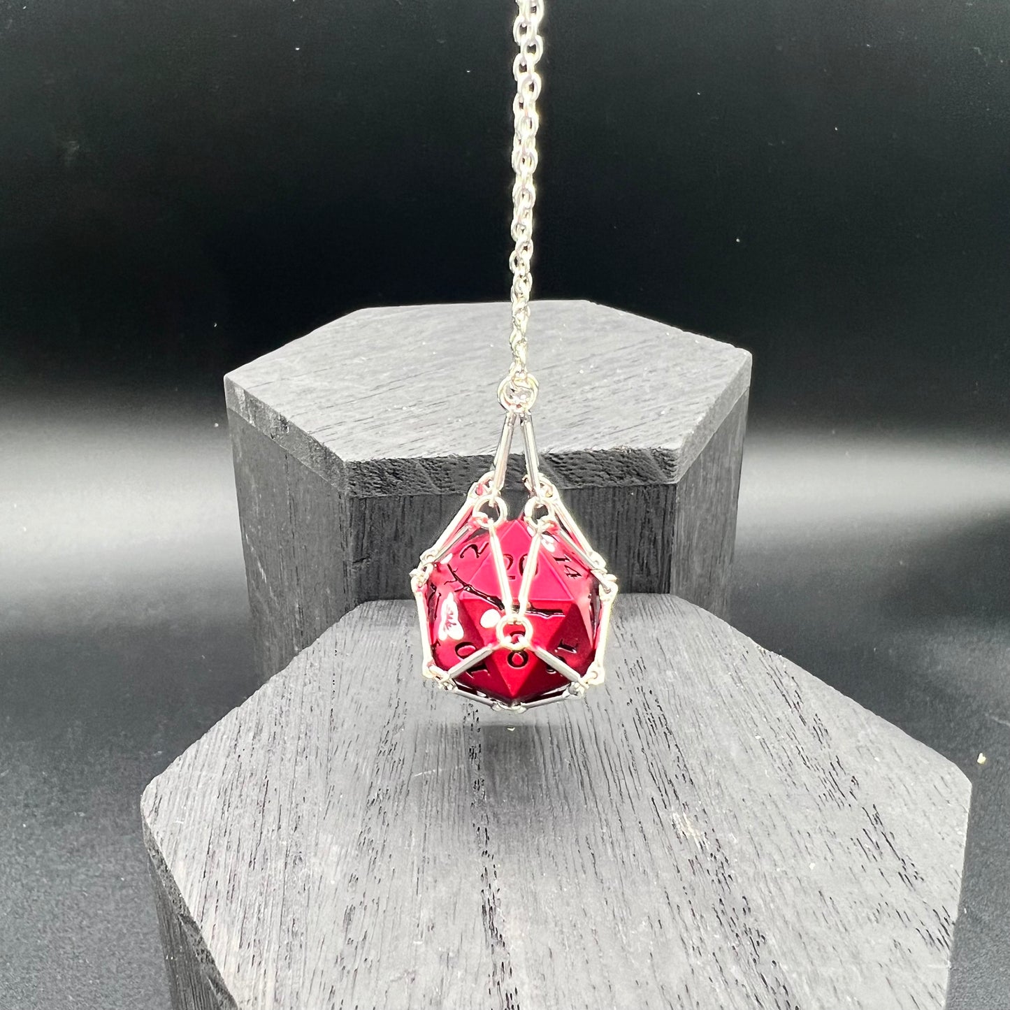 Silver D20 Holder Necklace