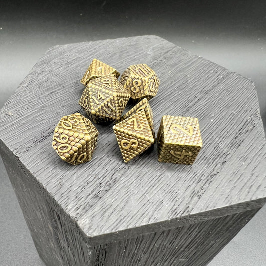 Antique Brass Mini Dragon Scale Dice