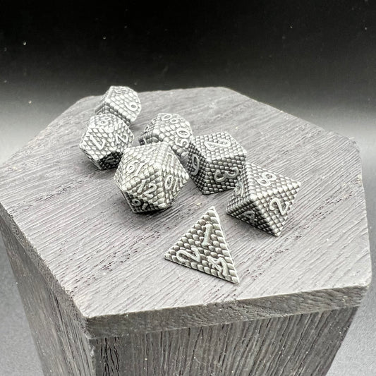 Antique Silver Mini Dragon Scale Dice