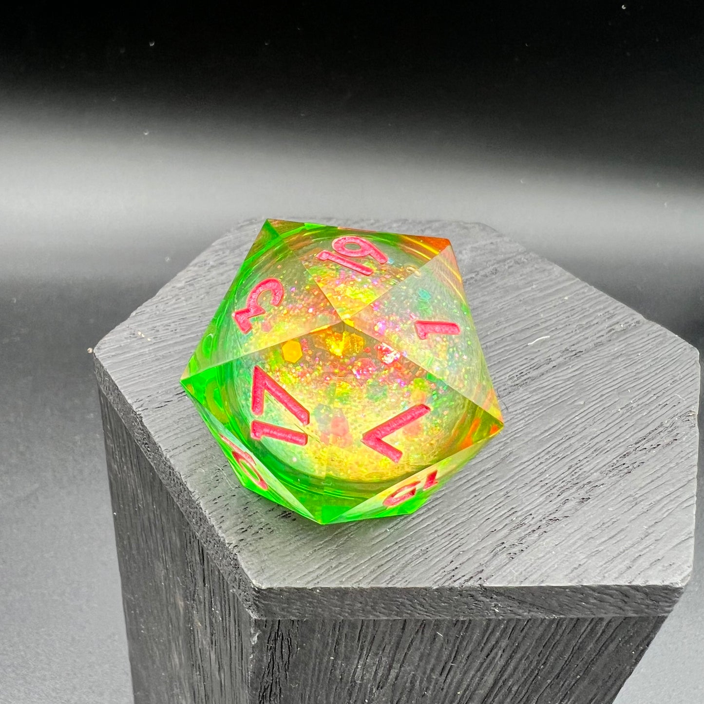 Green Glitter Liquid Core Large D20