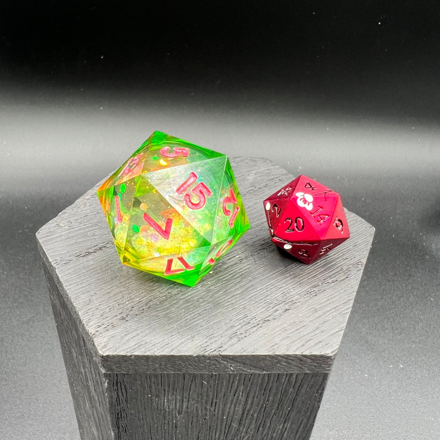 Green Glitter Liquid Core Large D20