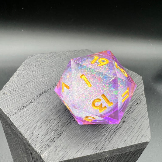Purple Glitter Liquid Core Large D20
