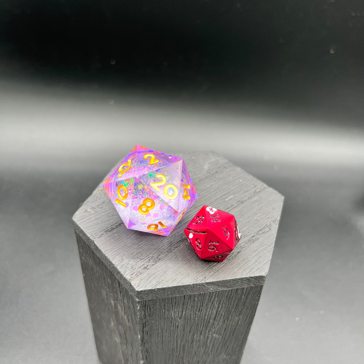 Purple Glitter Liquid Core Large D20
