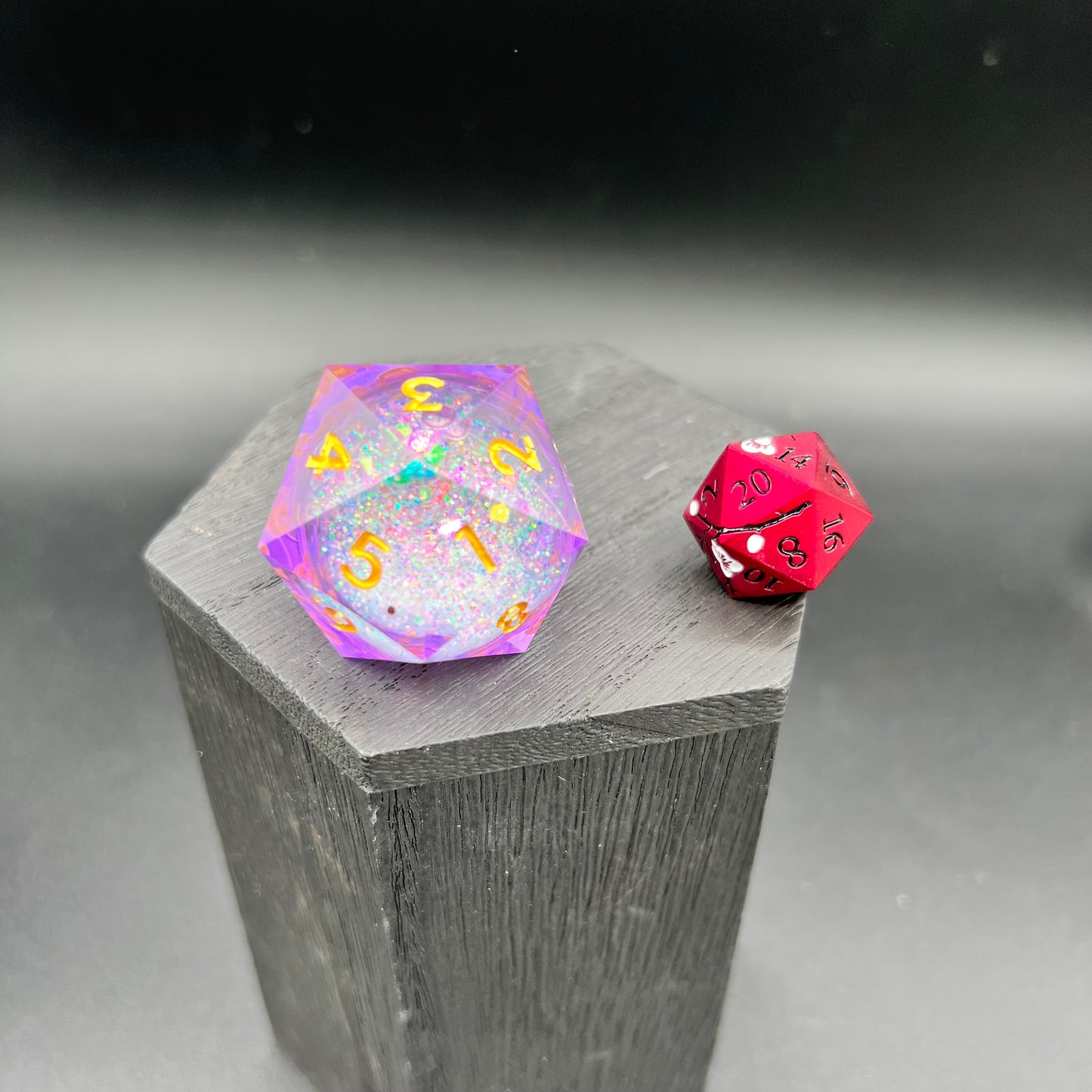 Purple Glitter Liquid Core Large Spindown D20
