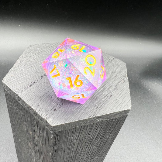 Purple Glitter Liquid Core Large Spindown D20