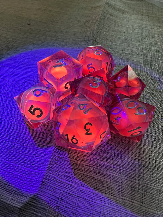 Glow in the Dark Pink Sharp Resin Dice