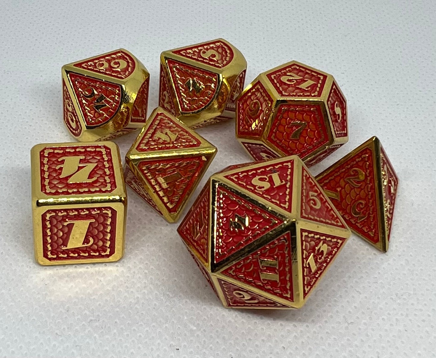 Red and Gold Classic Dragon Scale Dice