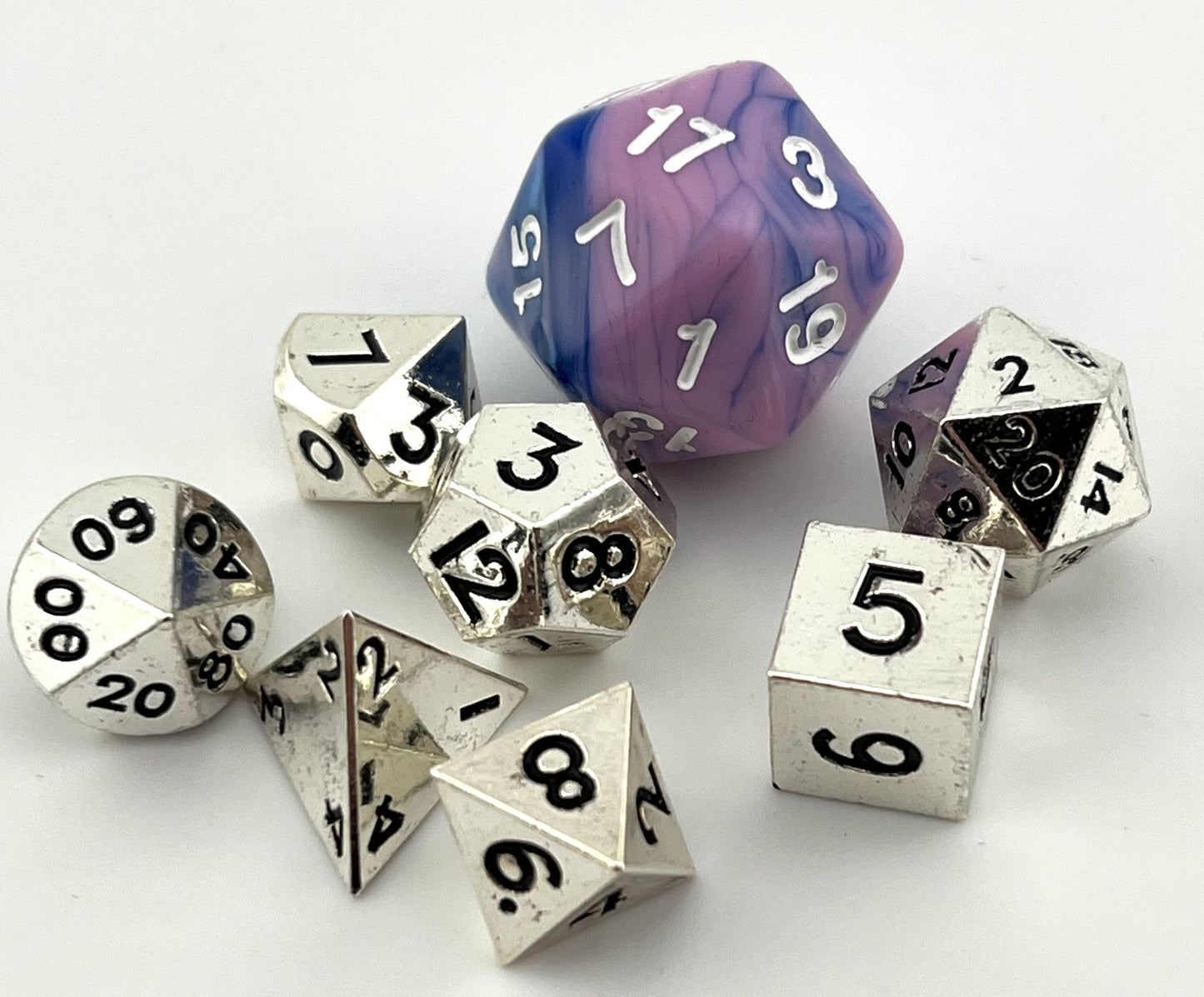 MM-13 Silver, Mini (10 MM), Metal Dice Set