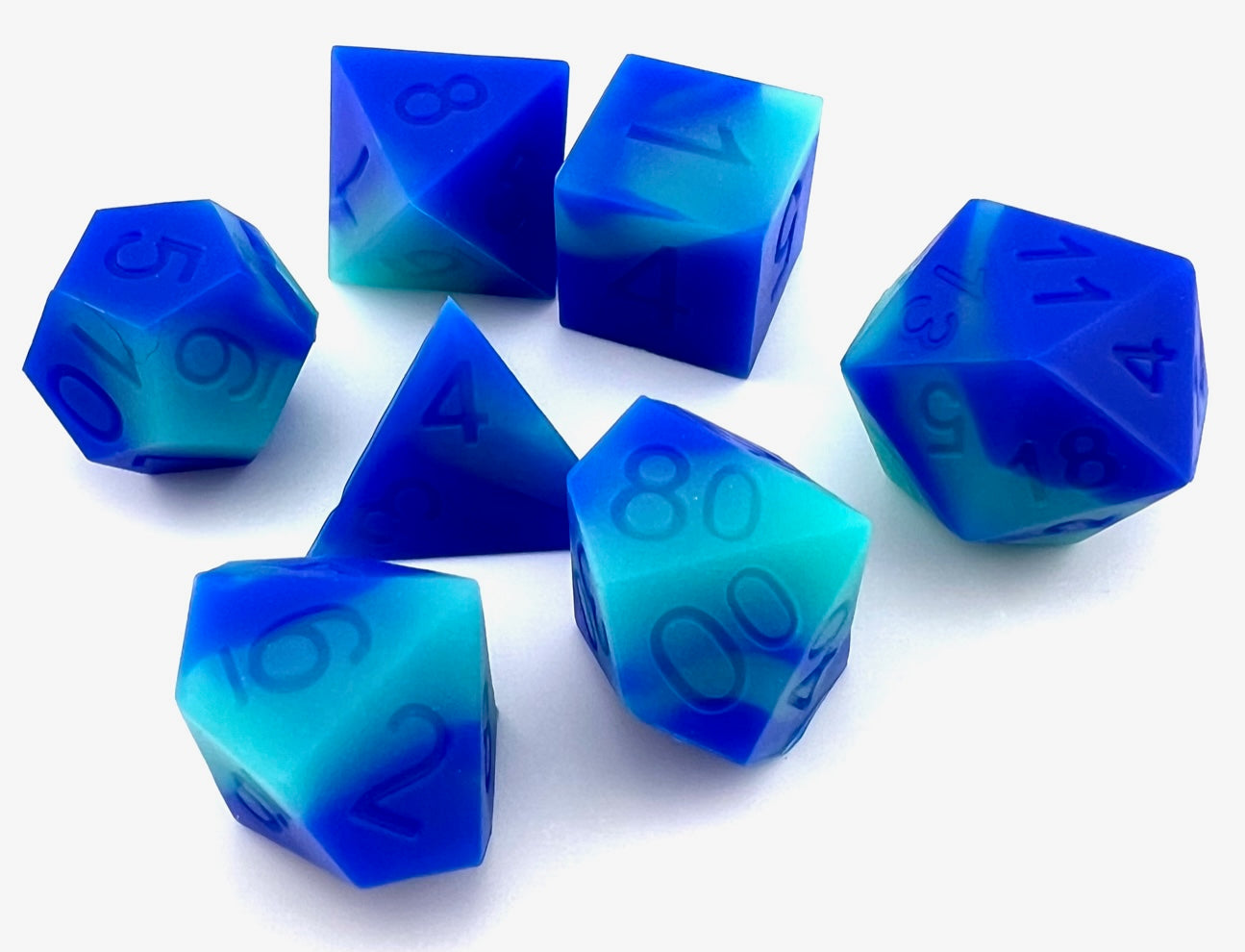 Glow Blue Silicone Dice