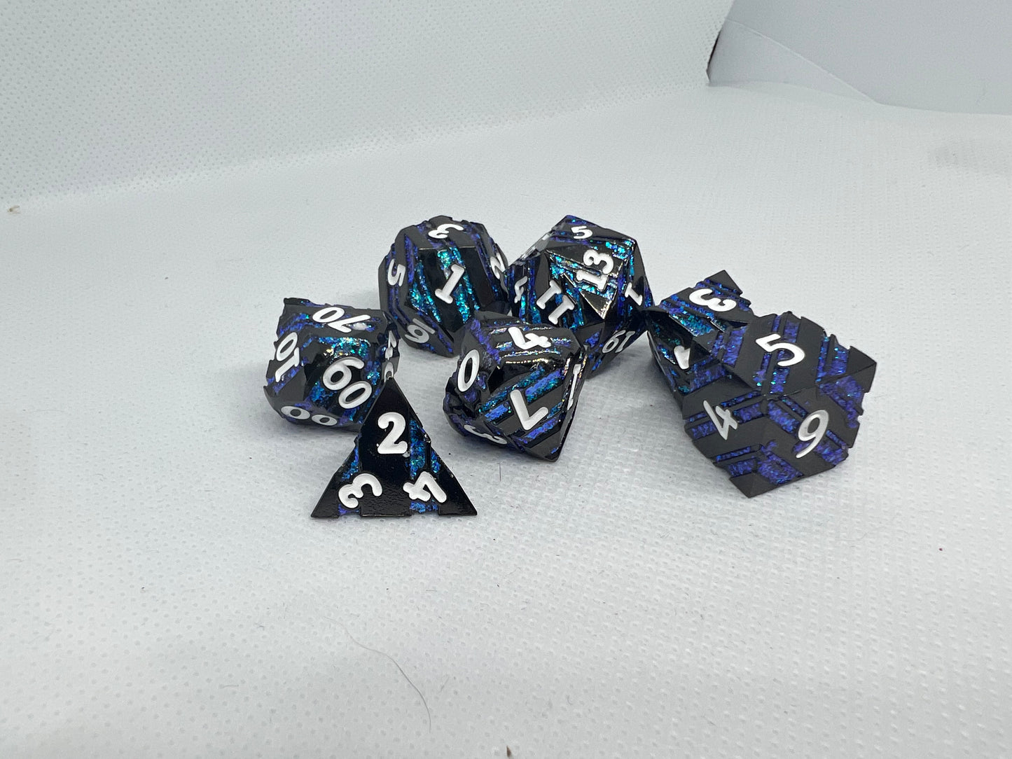 Gunmetal and Blue Striped Dice
