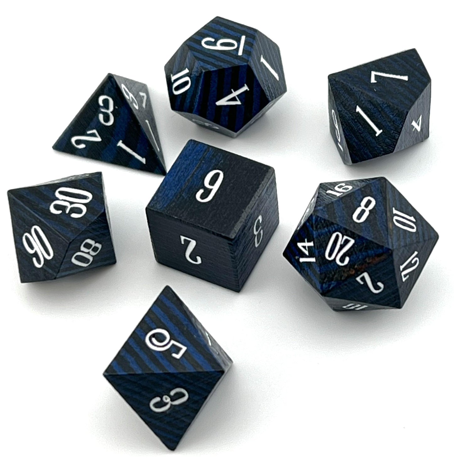 Blue and Black Laminated Wood Dice