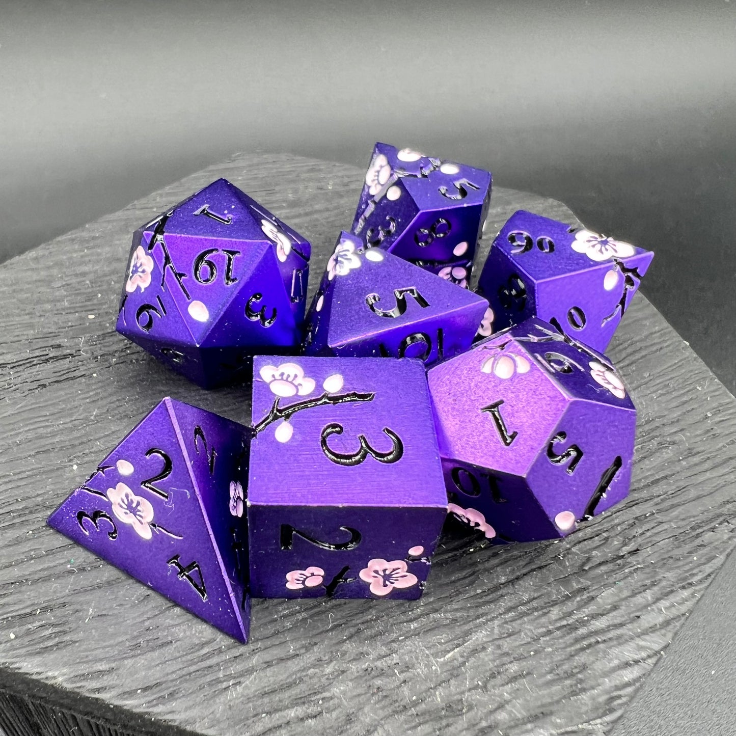 Purple and Pink Plum Blossom Dice
