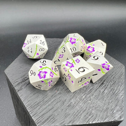 Silver and Purple Plum Blossom Dice