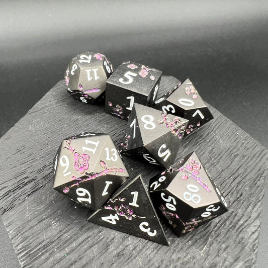 Black and Purple Plum Blossom Dice