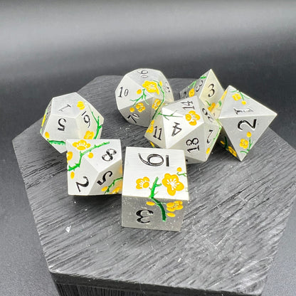 Silver and Yellow Plum Blossom Dice