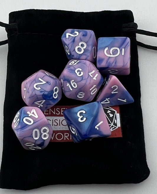 AD-02 Two-Tone-Blue-and-Pink, Acrylic Dice Set