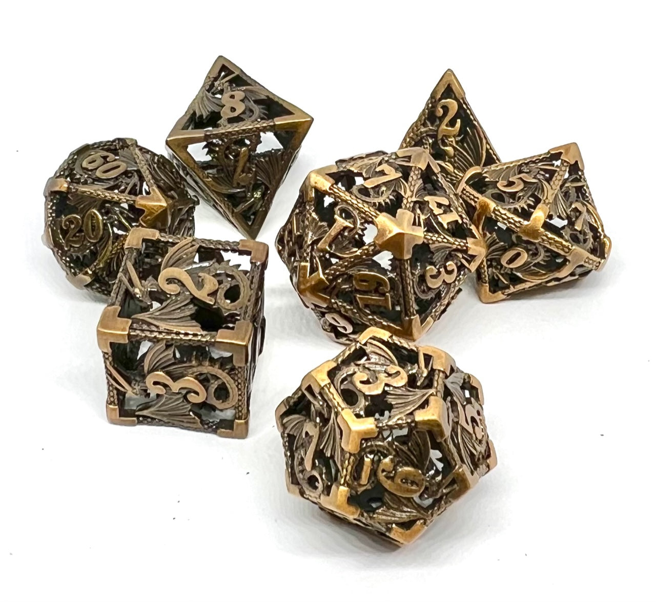 HD-06 Copper, Dragon Series, Hollow-Metal Dice Set