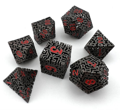 Black and Red Hollow Labyrinth Dice