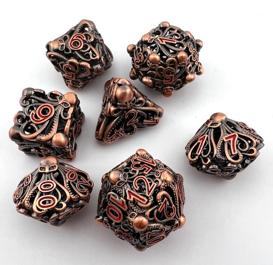 HO-01 Copper, Octopus Series, Hollow-Metal Dice Set