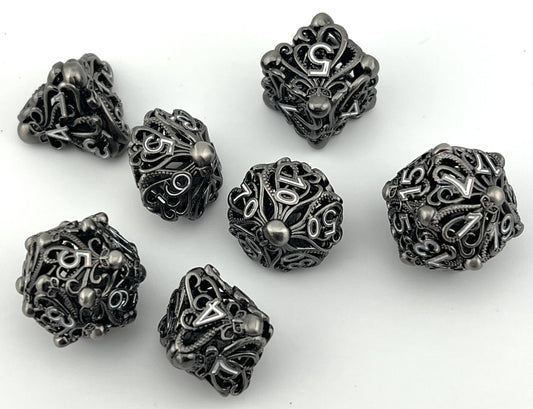 HO-03 Gun-Metal, Octopus Series, Hollow-Metal Dice Set