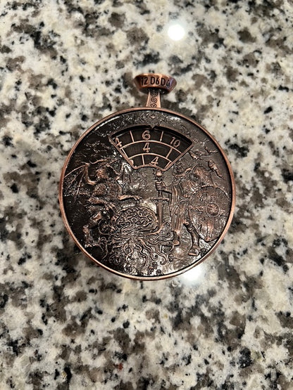 Antique Copper Stopwatch Spinner Dice
