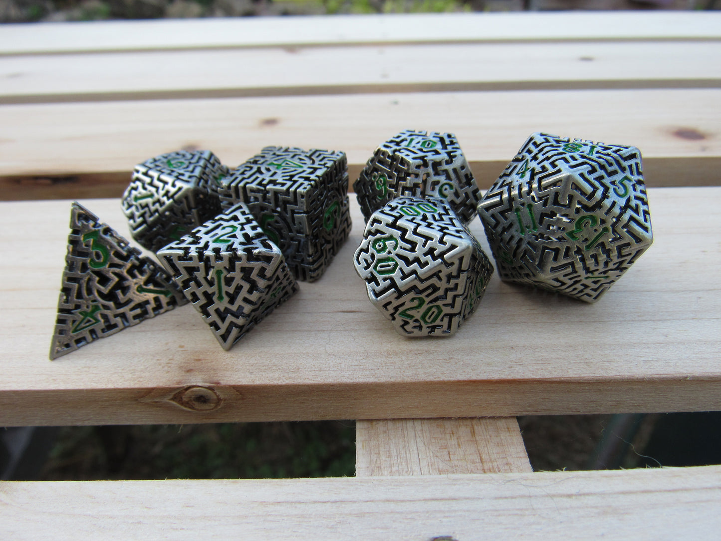 Black and Green Hollow Labyrinth Dice