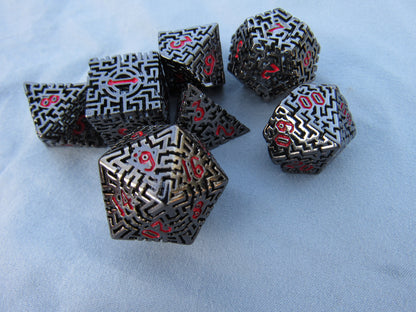 Black and Red Hollow Labyrinth Dice