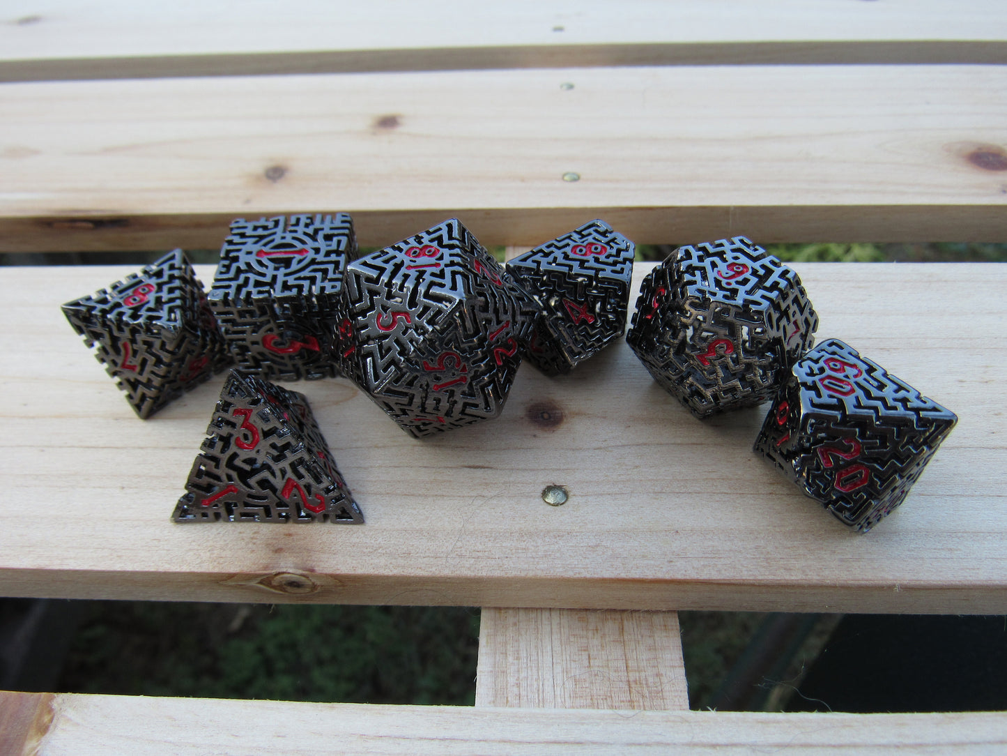 Black and Red Hollow Labyrinth Dice