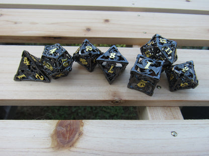 Black and Gold Dragon Hollow Dice