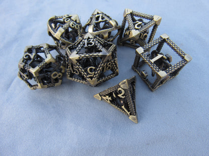 Antique Brass Caged Octopus Hollow Dice