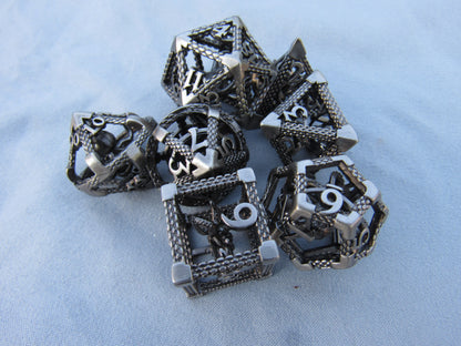 Antique Silver Caged Octopus Hollow Dice