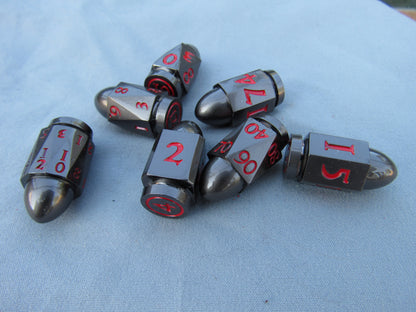 Black and Red Bullet Dice