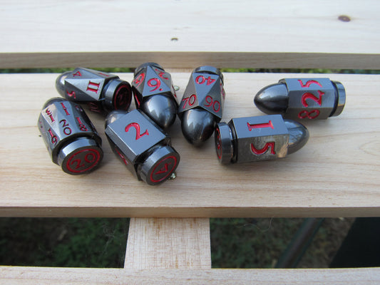 Black and Red Bullet Dice