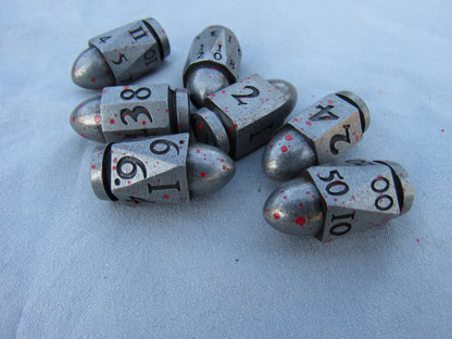 Silver and Blood Splatter Bullet Dice