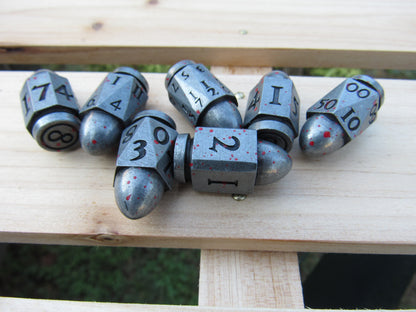 Silver and Blood Splatter Bullet Dice