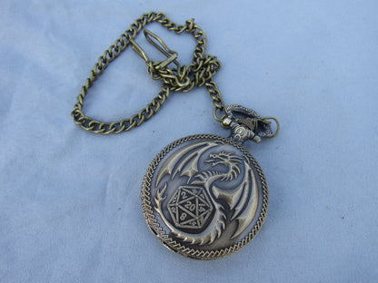 Tiny Dice in D20 Dragon Pocket Watch Case
