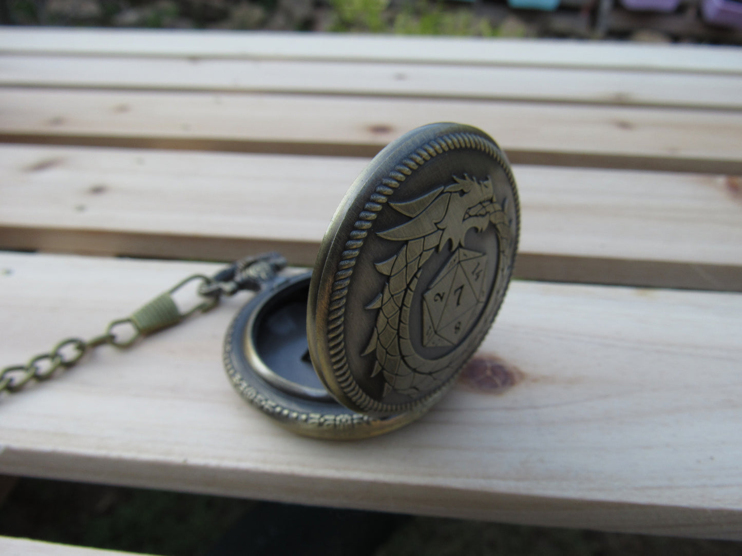 Tiny Dice in Ouroboros Dragon Pocket Watch Case
