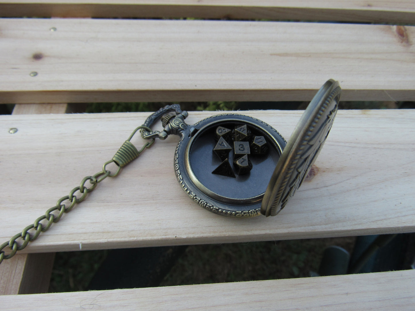 Tiny Dice in Ouroboros Dragon Pocket Watch Case