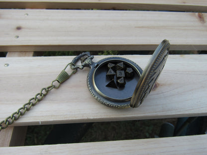 Tiny Dice in Ouroboros Dragon Pocket Watch Case