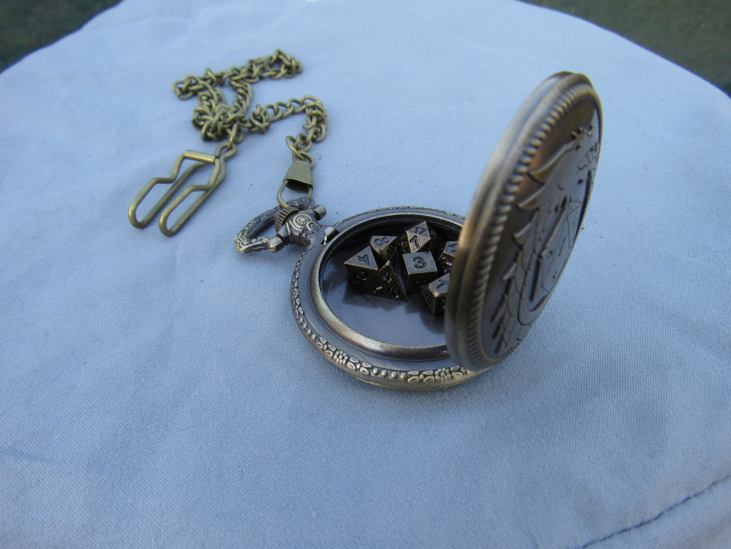 Tiny Dice in Ouroboros Dragon Pocket Watch Case
