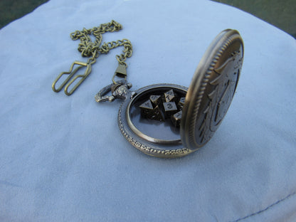 Tiny Dice in Ouroboros Dragon Pocket Watch Case