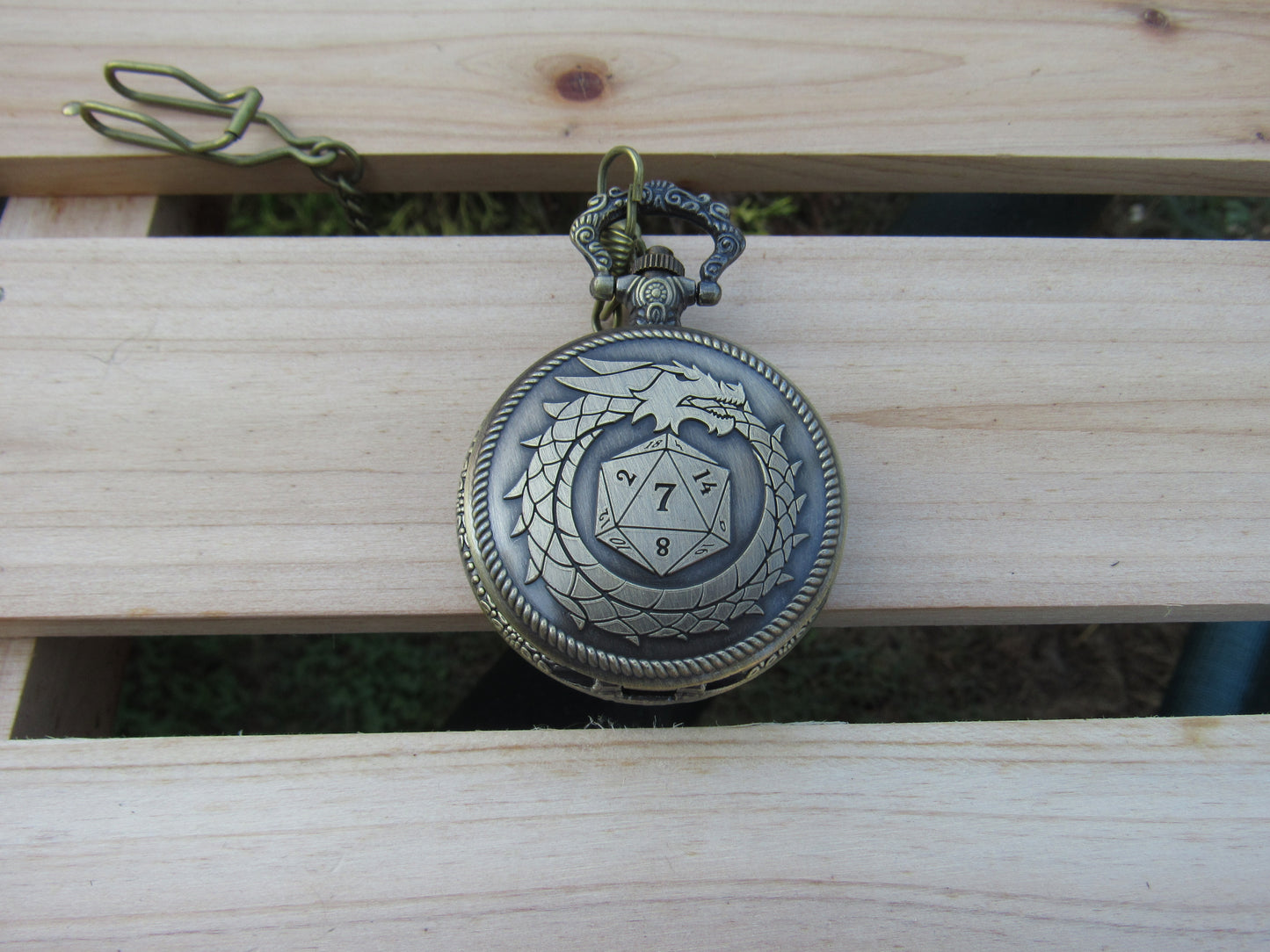 Tiny Dice in Ouroboros Dragon Pocket Watch Case
