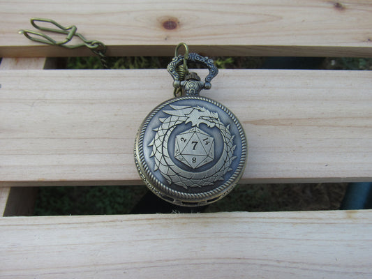 Tiny Dice in Ouroboros Dragon Pocket Watch Case