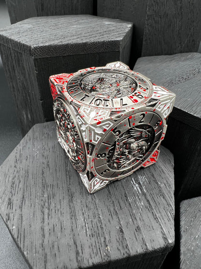 Cube Spinner - Silver with Blood Splatter