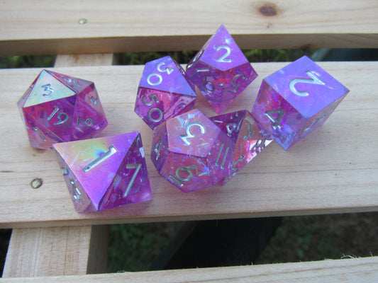 Magenta Iridescent Sharp Resin Dice